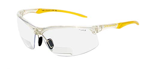 rainbow safety Sonnenbrille mit Lesehilfe Bifokal Sportbrille mit Leseteil für Radler Baseball Laufen Angeln Nachtsicht Schutzbrille Kontrastbrille (YEL CLR-CLR+3.00D)