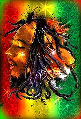 WYWQN 5D Diamond Painting Bob Marley Rock Singer,DIY Diamond Painting Stickerei Kit Round Resin Diamond Cross Stitch Home Decor 50x60CM
