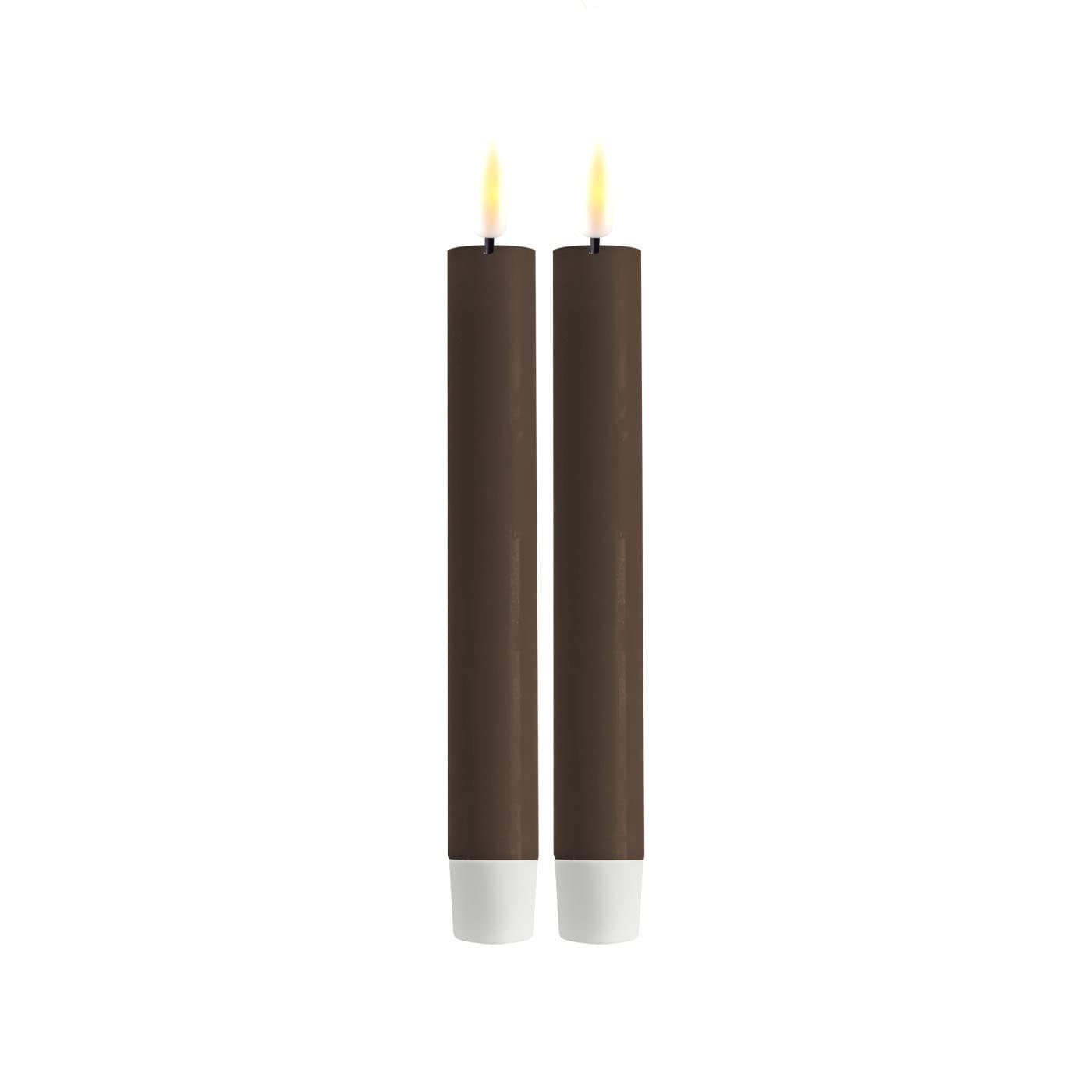 ReWu LED Kerze Deluxe Homeart, Indoor LED-Kerze mit realistischer Flamme auf einem Echtwachsspiegel, warmweißes Licht - Mokka Stabkerze 15 cm