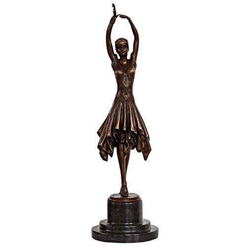 aubaho Bronzeskulptur Tänzerin Frau Antik-Stil Bronze Figur Statue nach Chiparus Kopie