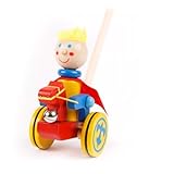 Brink Holzspielzeug Schiebefigur Prinz Schiebetier auf Rädern Kleinkind Schiebe Laufrad mit Lauf-Stock