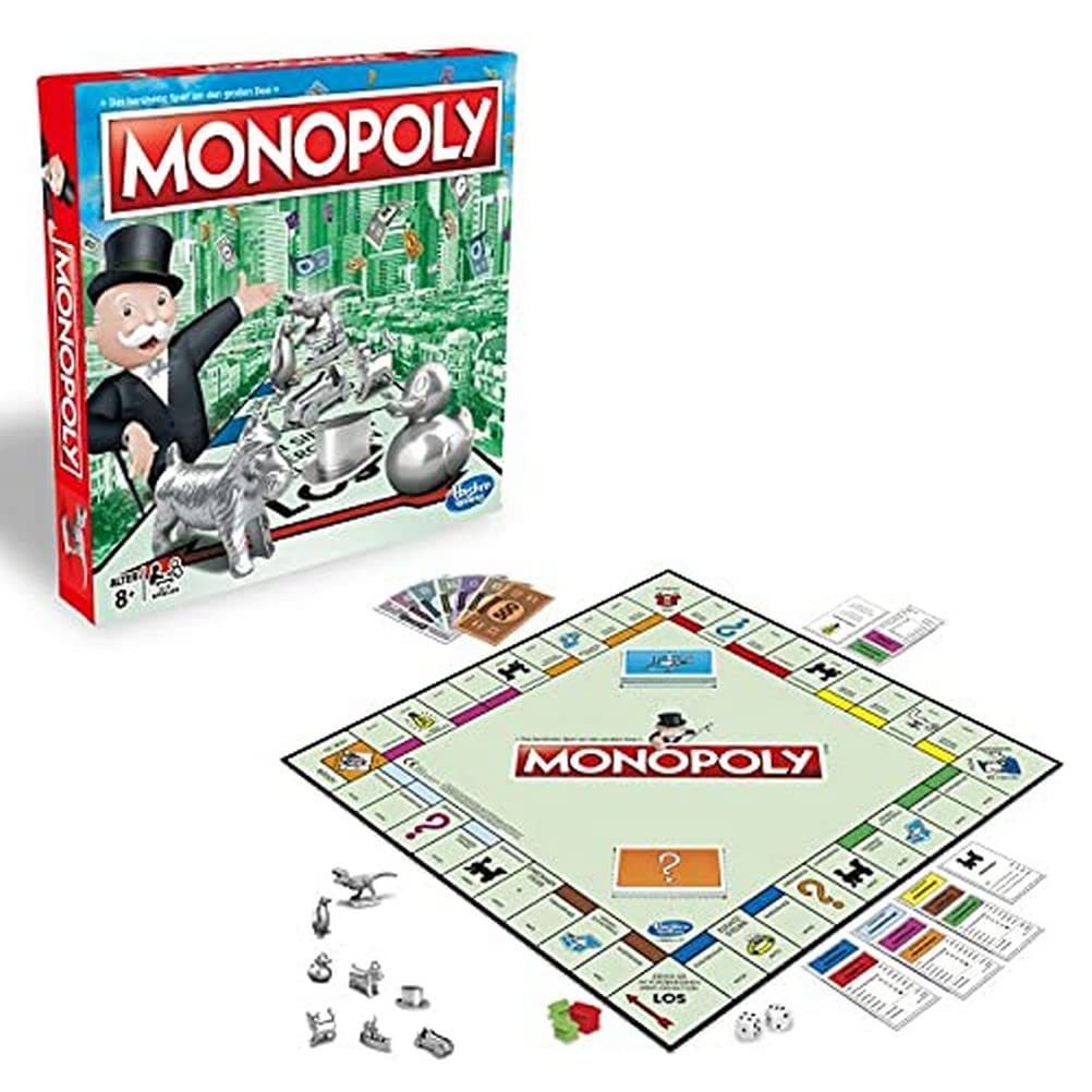 Hasbro Monopoly Classic, Gesellschaftsspiel für Erwachsene & Kinder, Familienspiel, der Klassiker der Brettspiele, Gemeinschaftsspiel für 2-6 Personen, ab 8 Jahren, Deutsche Version