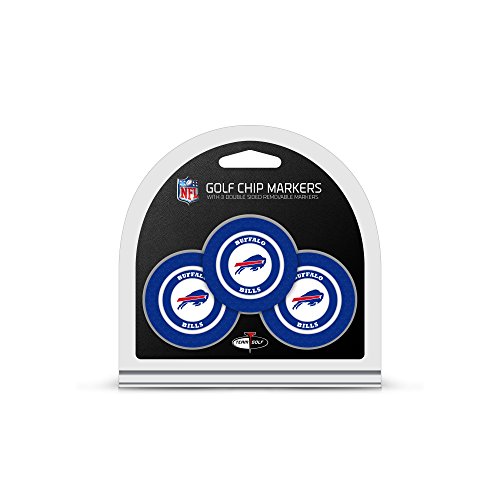 Team Golf NFL Buffalo Bills Golfballmarker, Poker-Chip-Größe mit kleineren, doppelseitigen Emaille-Markern, 3 Stück