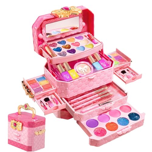 HAMIL Kinder-Make-up-Set für Mädchenspielzeug,Mädchen-Make-up-Set für Kinder | Waschbares Kinder-Make-up-Set,Echtes Rollenspiel-Kosmetikset, Kleinkind-Make-up-Set, Prinzessinnen-Spiel-Make-up für