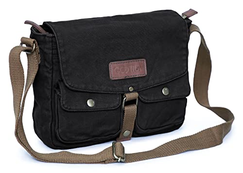 Gootium Canvas Messenger Bag – Vintage Crossbody Schultertasche Militär Satchel, Charcoal