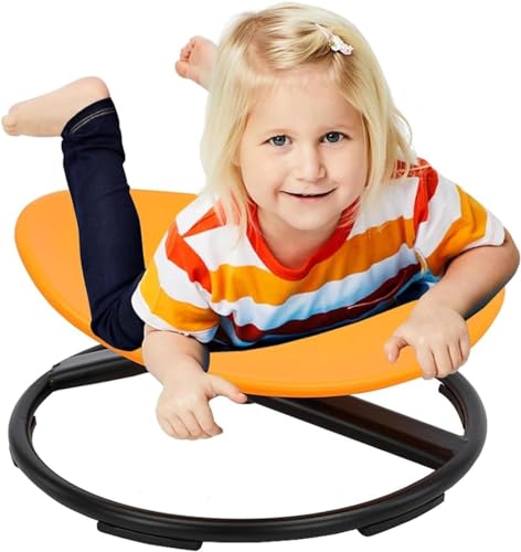 HMLOPX Autismus-Sensorik-Stuhl, Kinder-Drehstuhl, Sit and Spin Dish, Spun Stuhl, Sensory Balance Training Sitz, Kinder-Drehkarussell, Alter 3-12 Jahre (Color : Orange)