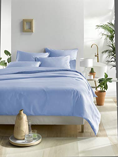 De Witte Lietaer Olivia Bettwäsche Satin Qualität gekämmte Baumwolle Serenity Blau 240 x 220 cm + 2 Kopfkissenbezüge