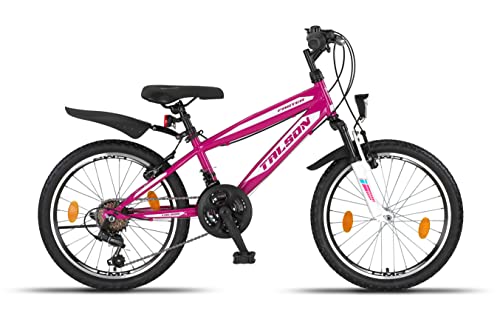 Talson 20 Zoll Fahrrad 18-Gang Shimano Mountainbike - mit Gabelfederung und Beleuchtung Neu Lila
