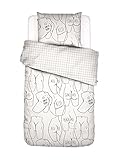 Covers & Co Bettwäsche Ass If Grafisches Muster Bio-Baumwolle Perkal (GOTS) Weiß, 135x200 + 1x 80x80 cm