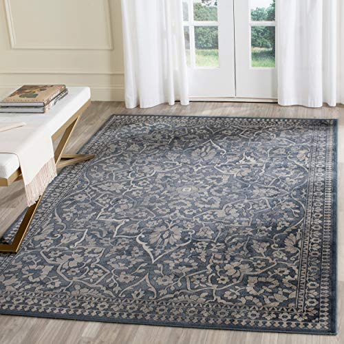Safavieh Vintage Inspirierter Teppich, VTG175, Gewebter Weiche Viskose-Faser, Blau / Hellgrau, 120 x 180 cm