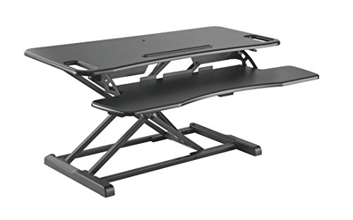 HALTERUNGSPROFI Steh-Sitz Schreibtisch Sit-Stand Workstation Höhenverstellbarer Aufsatz für den Schreibtisch, zum Arbeiten im Sitzen oder Stehen mit Gasdruckfeder GTS-012 (95cm)