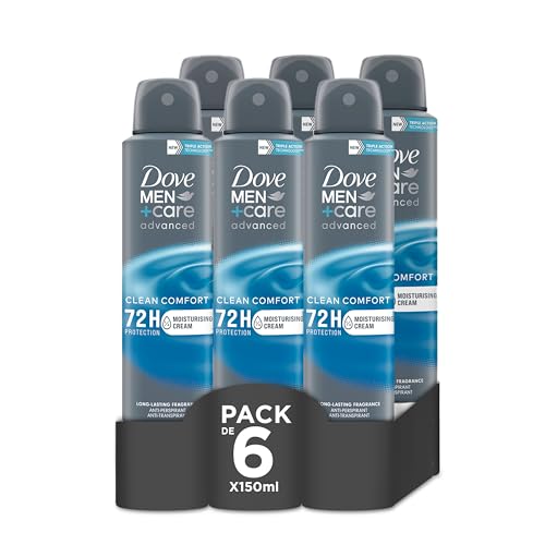 Dove Men +Care Clean Comfort 72 h 150 ml Spray für Herren, 6er Pack (6 x ohne Duft)