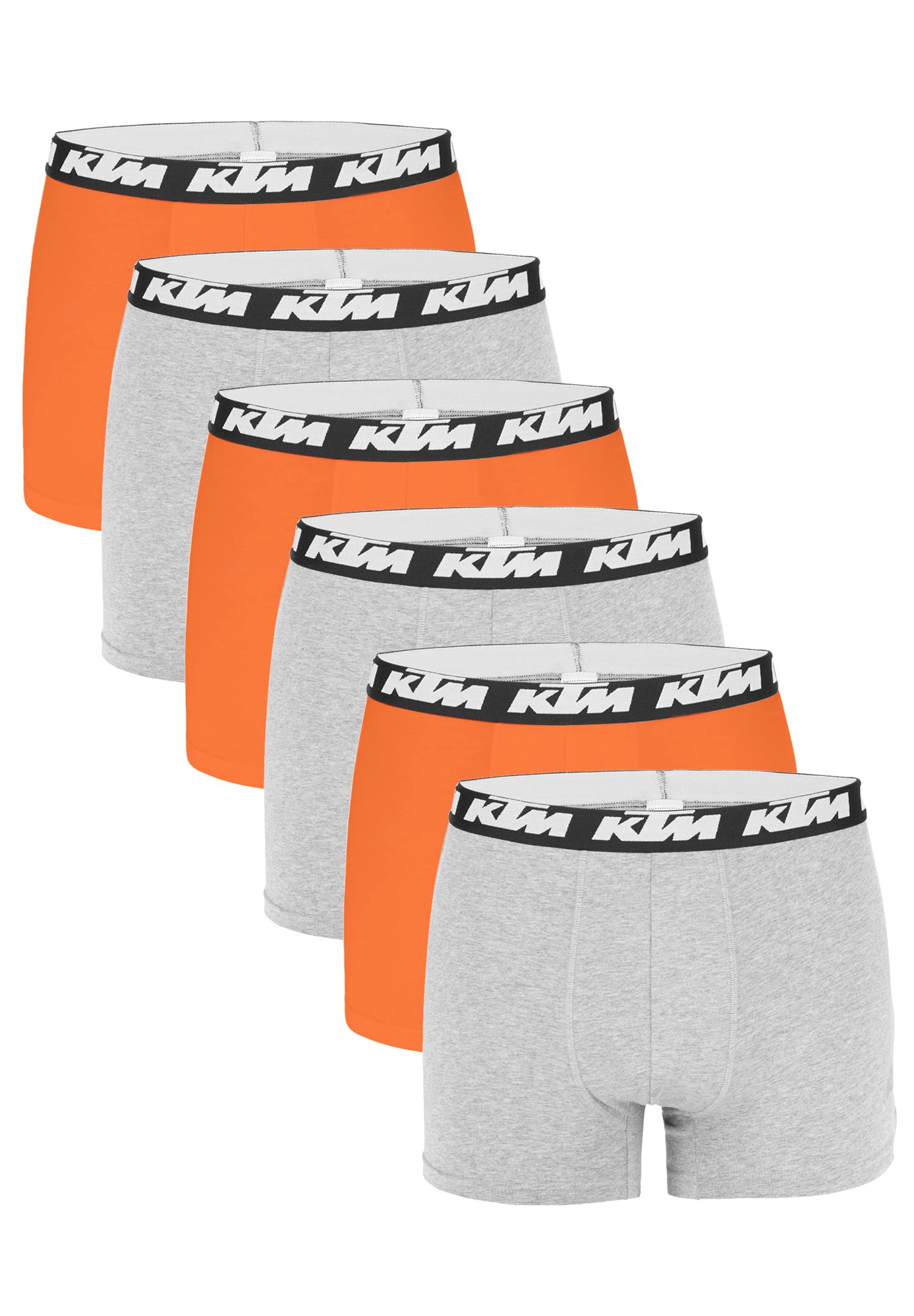 KTM by Freegun Boxershorts für Herren Unterwäsche Pant Men´s Boxer 6 er Pack, Farbe:Light Grey / Orange, Bekleidungsgröße:XL