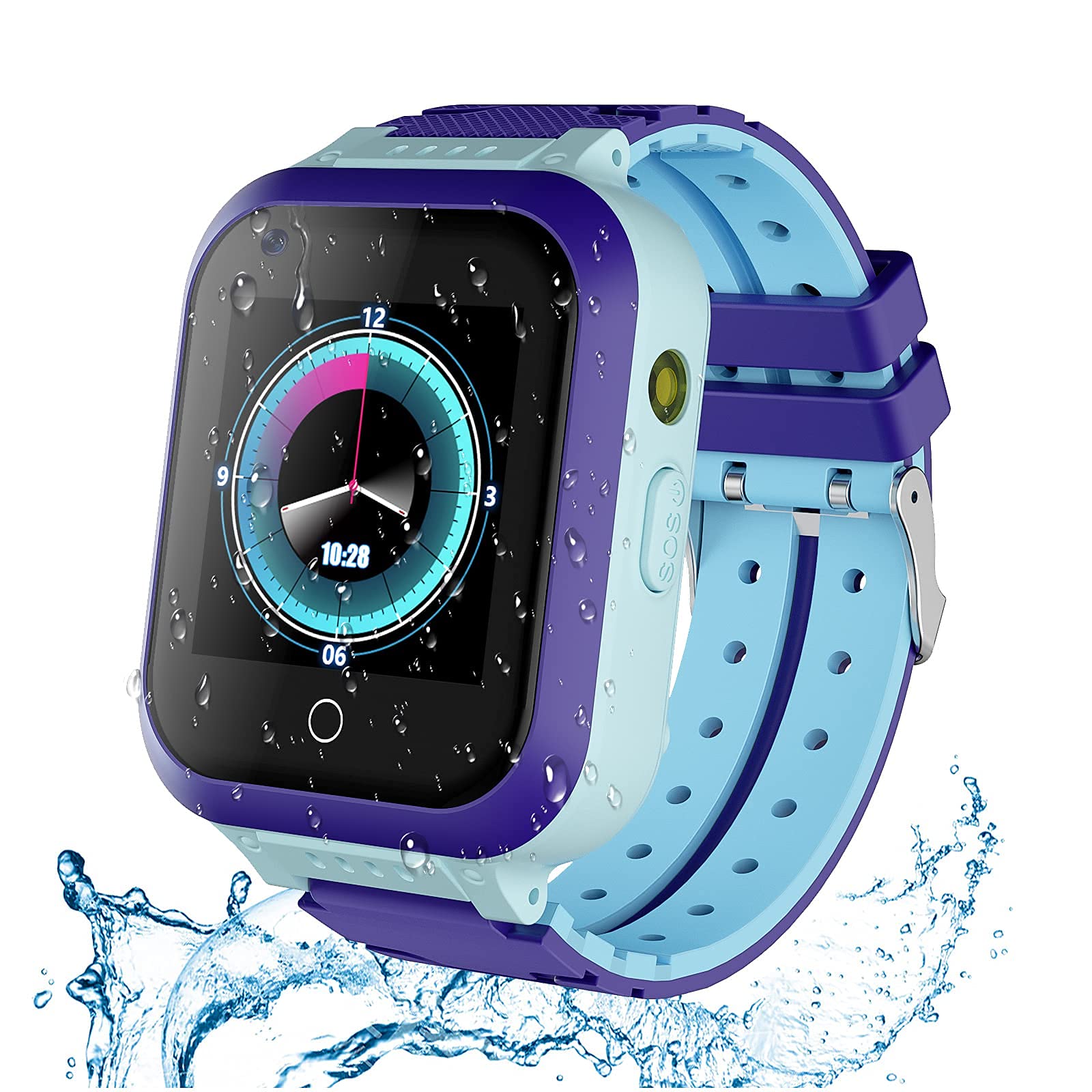 4G Smartwatch für Kinder, Jungen, Mädchen, 4G Smartwatch, Telefon, HD-Bildschirm, Sport-Armbanduhr mit Video & Telefonanruf, GPS-Tracker dunkelblau