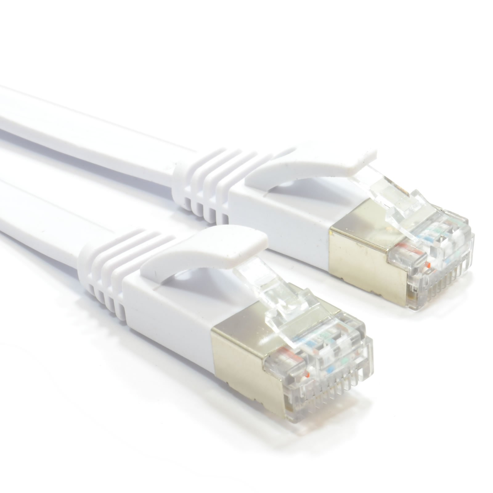 Flach CAT6A S/STP Abgeschirmtes 500MHz Ethernet LAN Kabel RJ45 20 m Weiß [20 Meter/20m]