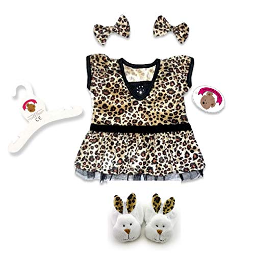 Build a Bear fit Teddy Bear Clothess Leopard sleeved Dress 2 Bows 15" Teddies