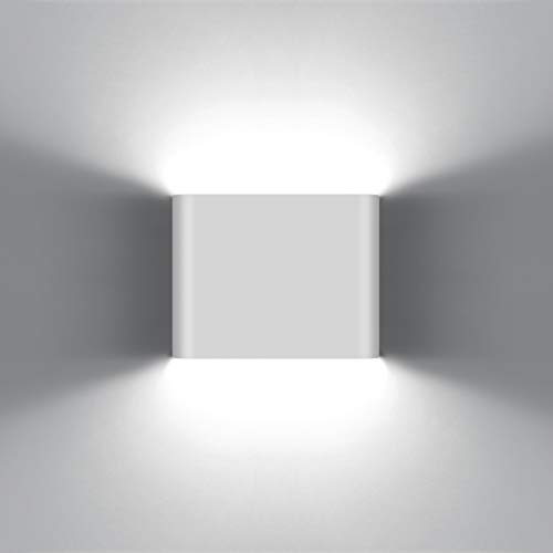 KAWELL 6W Modern Wandlampe LED Wandleuchte Up Down Aluminium Wandbeleuchtung Wasserdicht IP65 Innen Außen für Schlafzimmer Badezimmer Wohnzimmer Flur Treppen Korridor, Weiß 6000K