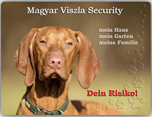 Merchandise for Fans Warnschild - Schild aus Aluminium Motiv: Magyar Viszla Security (01) - Größe: 30x40cm