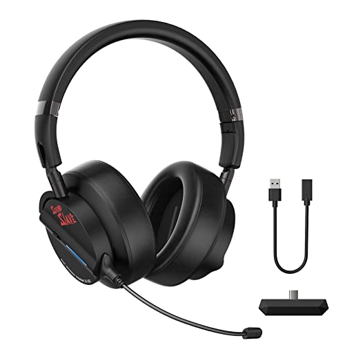 LTC SS-502 Active Noise Cancelling Wireless Over-Ear Kopfhörer, 2,4 GHz/BT, ANC Stereo Sound Gaming Headset mit abnehmbarem Mikrofon, Ultra-Low Latency für Switch/PC/Laptop/Tablet, Schwarz