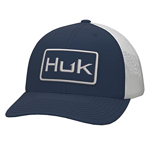 HUK Herren Trucker Hat Anti-Glare Snapback Fischerhut Cap, Logo – Sargasso Sea, One Size