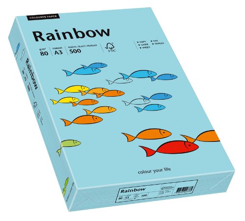 Papyrus 88042720 Drucker-/Kopierpapier farbig: Rainbow 80 g/m² DIN-A3, 500 Blatt Buntpapier, matt, mittelblau