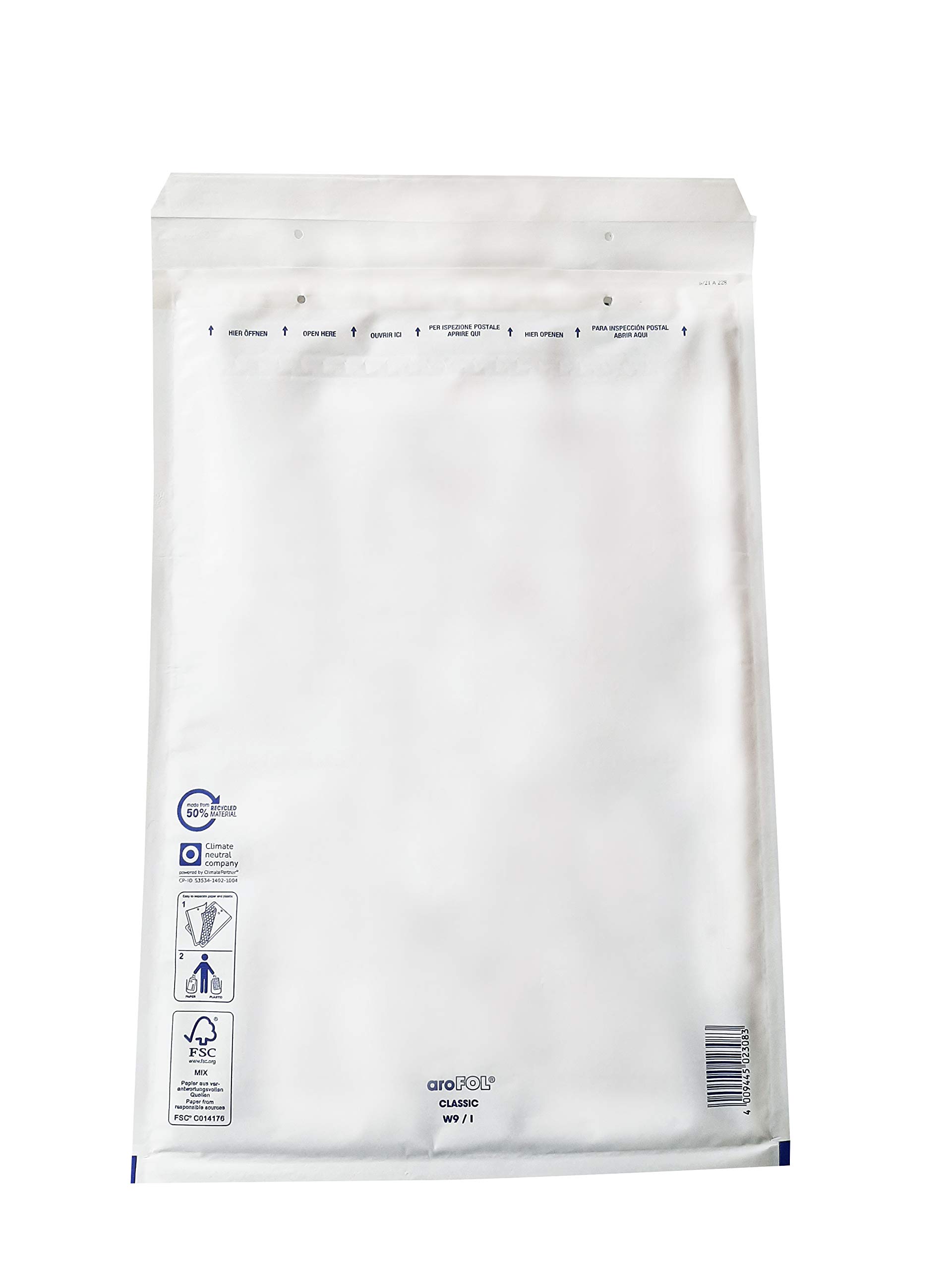 Carte Dozio - Weiße gepolsterte Versandtaschen - Innenformat 295 x 445 mm - Packung mit 50 Stück