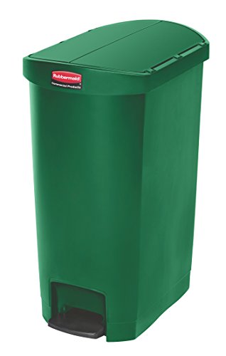 Rubbermaid Commercial Products Commercial 1883585 Slim Jim Step-On Wastebasket, Resin, End Step, 50 L - Green