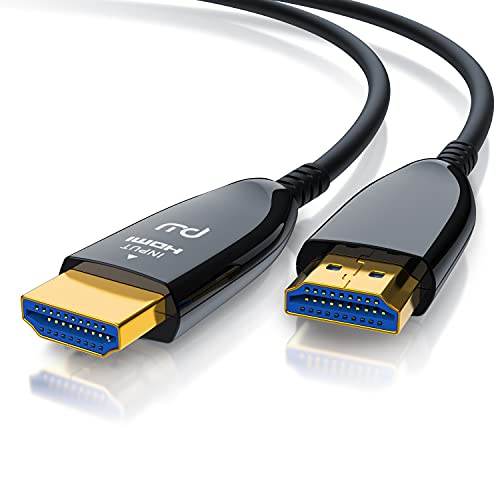 CSL - HDMI Kabel 2.1 Glasfaser - 8K 120Hz – 4k 240Hz - 20m – HDR10+ - 3D eARC CEC – HDCP 2.3 - Optisches Kabel Ultra High Speed - vergoldete Kontakte – Glasfaserkabel Aluminiumstecker – Knickschutz
