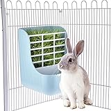 Gorgebuy 2 in 1 Futterspender mit Schraubbefestigung, Kunststoff Futternapf für Kaninchen Kleintier Nager Hamster(Blau)