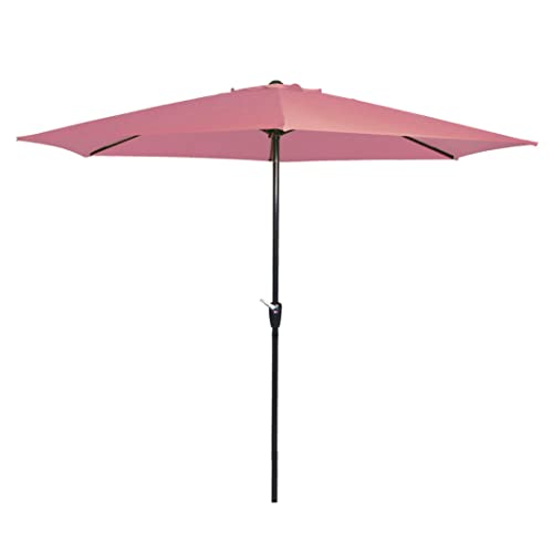 habeig Sonnenschirm Marktschirm Kurbelschirm 300cm in lila, rosa oder rot 3m mit 6 Streben (Rosa #53026)
