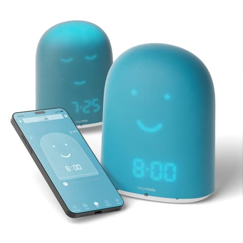 UrbanHello Remi – Kinderwecker Schlaftrainer Aufsteh-Anzeiger 5 in1 – Babyphone Audio mit Geräusch-Alarm – Nachtlicht und Musik – Lautsprecher – in blau