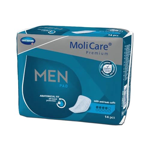 MoliCare Premium Men Einlagen, Inkontinenzeinlagen für Männer mit Blasenschwäche, V-förmige Passform, 4 Tropfen, 14 Stück