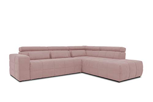 DOMO collection Brandon Ecksofa, Sofa mit Rückenfunktion in L-Form, Polsterecke, Eckgarnitur, rosa, 278 x 175 x 80 cm
