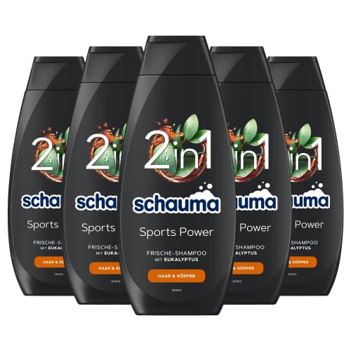 Schwarzkopf Schauma 2in1 Frische-Shampoo Sports Power (400 ml), Haarshampoo mit belebender Formel für Haar & Körper, Shampoo kräftigt das Haar und verleiht einen Frische-Kick