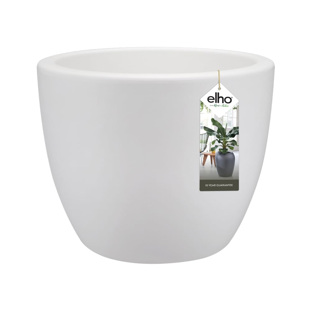 elho Pure Soft Round 30 - Blumentopf für Innen & Außen - Ø 29.0 x H 23.0 cm - Weiß/Weiss