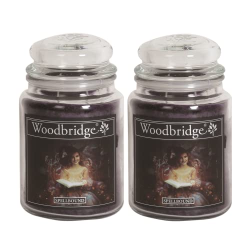 Woodbridge Duftkerze im Glas mit Deckel | 2er Set Spellbound | Duftkerze Fruchtig | Kerzen Lange Brenndauer (130h) | Duftkerze groß | Schwarze Kerzen (565g)