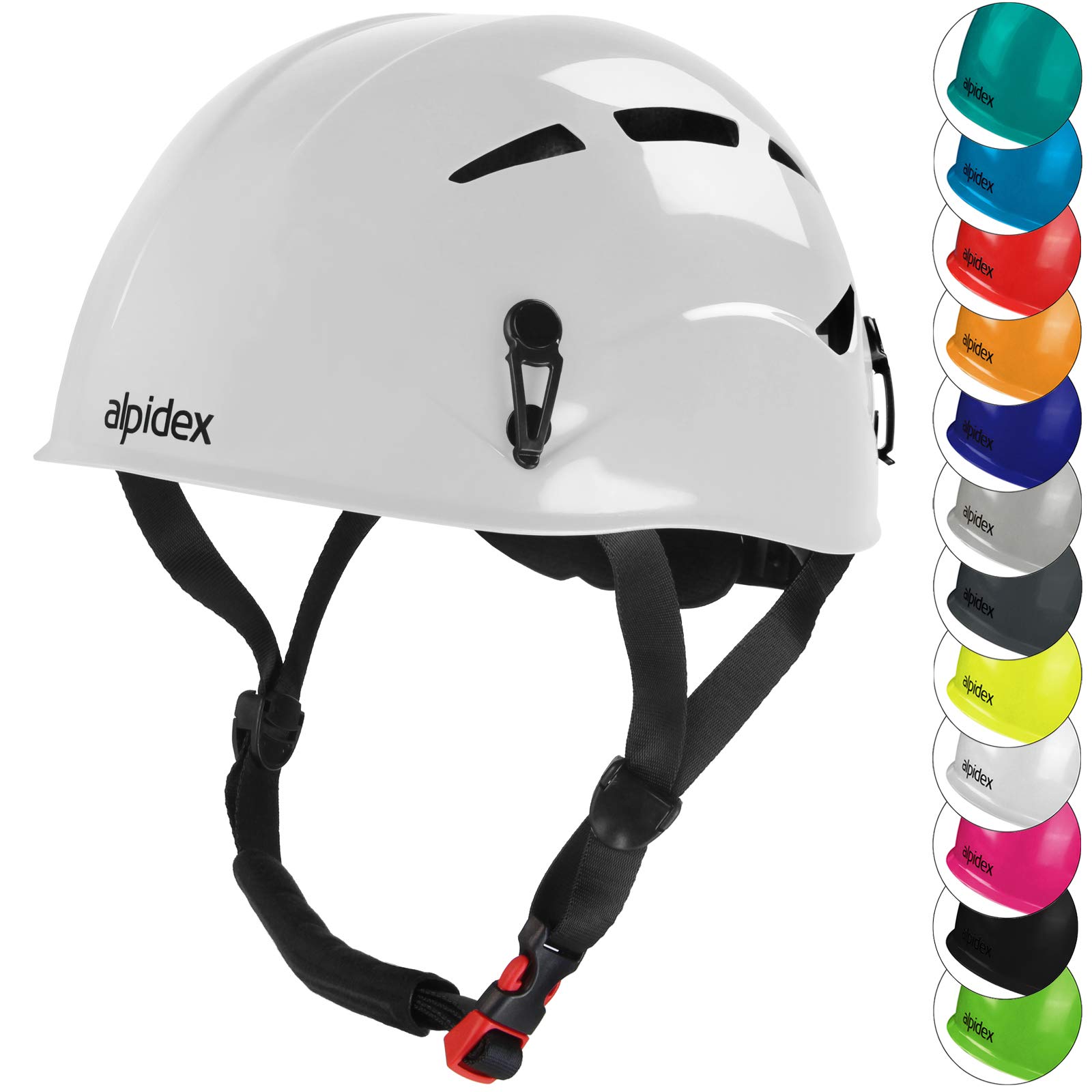 ALPIDEX Universal Kletterhelm für Jugendliche und Erwachsene EN12492 Klettersteighelm in unterschiedlichen Farben, Farbe:Bright White