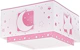 Dalber Deckenleuchte für Kinder Moonlight Mond und Sterne Rosa, Deckenlampe Kinderzimmer, 63236S, E27