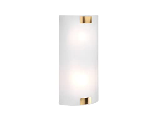 Flache LED Wandleuchte mit Glas Lampenschirm weiß Gold, 20 x 40cm