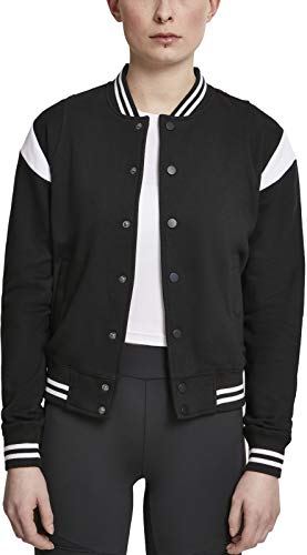 Urban Classics Damen Ladies Inset College Sweat Jacket Sweatjacke, Schwarz (Blk/Wht 00050), XXX-Large (Herstellergröße: 3XL)