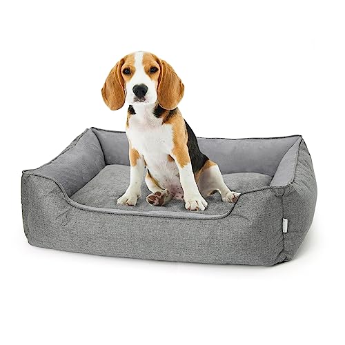 Hundebett Waschbar Orthopädisches Hundebett für Grosse Hunde Hundebett Flauschig Schlafplätze & Möbel für Kleine Hunde, 90x65x21cm - Grau