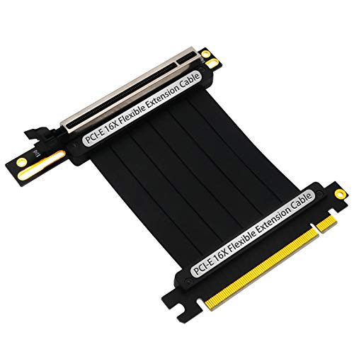 NYCEMAKEUP PCIe 3.0 X16 PCI für Express-Verlängerungskabel, flexibel, Hochgeschwindigkeit, 90-Grad-GUP mit LED für Grafikkarte, vertikale Montage, Spielkabel-Organizer