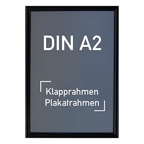 Aluminium Klapprahmen DIN A2, schwarz - Alu Rahmen, Plakatrahmen, Wechselrahmen, 420 x 594 mm