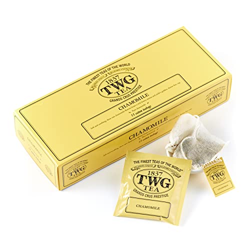 TWG Tea | Chamomile, Kräutertee in 15 handgenähten Teebeuteln aus Baumwolle in einer Geschenkbox, 37,5 g