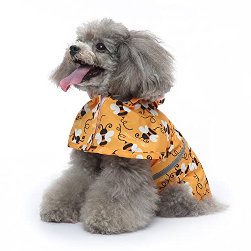 SUSOSU Hunde-Regenmantel Kleiner Großer Hund Großer Hund Haustier-Druck Regenmantel Reflektierende Hundekleidung Regenmantel Poncho,Yellow 1,4XL
