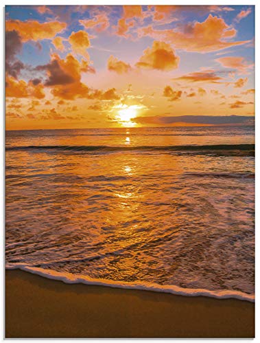 Artland Qualitätsbilder I Glasbilder Deko Glas Bilder 100 x 50 cm Landschaften Sonnenaufgang -untergang Foto Orange G5RM Schöner tropischer Sonnenuntergang am Strand