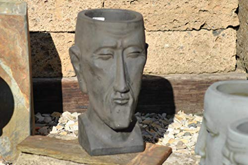 Kunert-Keramik Männerkopf,bepflanzbar,Terracotta,anthrazit/schwarz,41cm