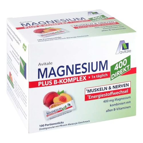 Magnesium 400 + B-Komplex Direktsticks Pfirsich-Maracuja-Geschma 100X2.5 g