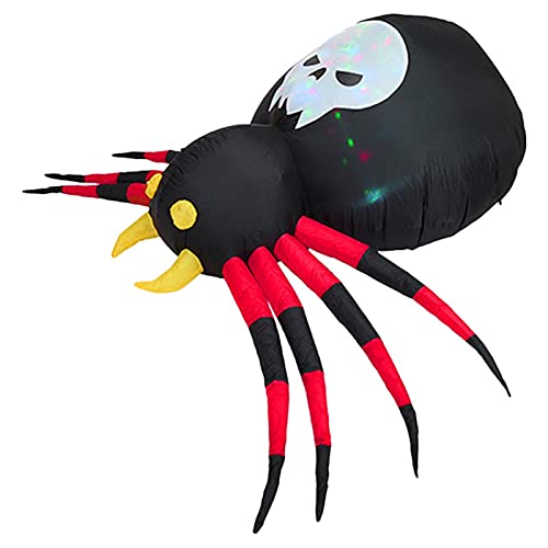 Greatideal Aufblasbare Halloween-Spinne, riesige schwarze aufblasbare Spinne mit LED-Lichtern, 1,6 m nach dem Aufblasen für Halloween, Hof, Dekoration, Innen- und Außenbereich, Hof, Rasen-Dekorationen