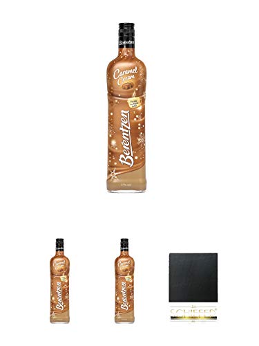 Berentzen Caramel Cream 17% 0,7 Liter + Berentzen Caramel Cream 17% 0,7 Liter + Berentzen Caramel Cream 17% 0,7 Liter + Schiefer Glasuntersetzer eckig ca. 9,5 cm Durchmesser